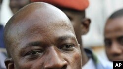 Charles Ble Goude, recently named as the minister of youth and employment in Ivory Coast President Laurent Gbagbo's government, speaks at a news conference in Abidjan, 14 Dec 2010