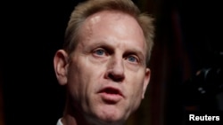 FILE - Acting U.S. Secretary of Defense Patrick Shanahan speaks during the Missile Defense Review announcement at the Pentagon in Arlington, Virginia, Jan. 17, 2019. 