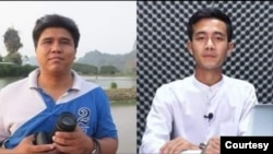 Voice of Myanmar သတင်းဌာန တည်ထောင်သူ ဦးနေလင်းနဲ့ သတင်းထောက် ဦးရှိုင်းအောင် (ဓာတ်ပုံ- သစ်ခတ်သံလွင်) 