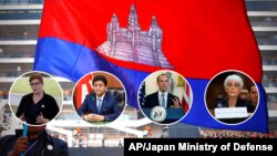 From left to right: Australia’s Foreign Minister Marise Payne, Japan’s Defense Minister Nobuo Kishi, U.K. Foreign Secretary Dominic Raab, and U.S. Deputy Secretary of State Wendy Sherman.