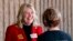 In this Jan. 27, 2018, former Arizona state Sen. Debbie Lesko speaks with a constituent during the meeting of the state committee of the Arizona Republican Party in Phoenix. 