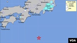 Lokasi pusat gempa yang mengguncang Tokyo di penghunjung 2011 (1/1).