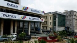 Fotografía de la fachada de la sede del Poder Electoral venezolano en Caracas, tomada durante una reunión de autoridades del CNE con miembros de una delegación de las Naciones Unidas, tomada el 23 de abril de 2024.