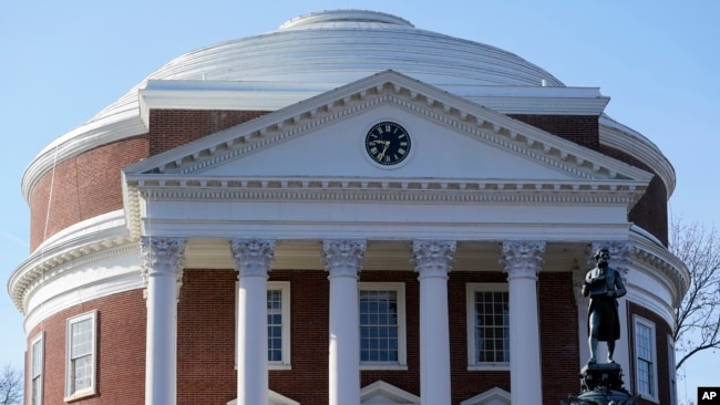 A statue of Thomas Jefferson, the founder of the University of Virginia. (AP Photo/Steve Helber)