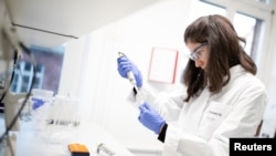 An employee of the virology department of the Charite hospital prepares a test for the new coronavirus in Berlin, Germany, Jan. 21, 2020. 