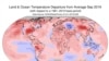 Imagen proporcionada por NOAA muestra un mapa global que indica las desviaciones de temperatura del promedio en septiembre de 2019. Foto AP