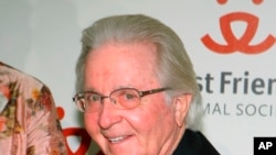 FILE - Arte Johnson is pictured at the 15th Annual Lint Roller Party in Los Angeles, Nov. 13, 2008. Johnson, who won an Emmy for his work in the comedy sketch television show “Laugh-In,” died in Los Angeles on July 3, 2019. He was 90.