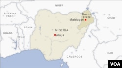 Ramani ya Nigeria ikionyesha jimbo la Borno nchini humo