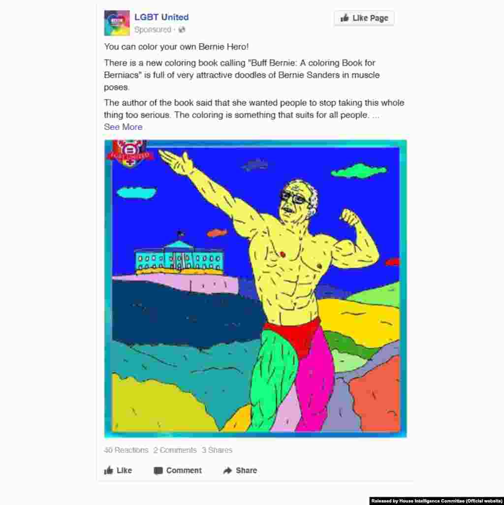 Facebook reklamı. 24 mart, 2016; Hədəflənən yaş: 18-65+; Hədəflənən məkan: ABŞ