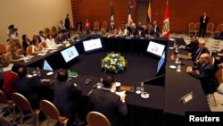 A view of the meeting room during "Alianza del Pacifico" (Pacific Alliance) summit in Vina del Mar, Chile, March 14, 2017. 