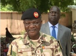 Major General Ibrahim Manu Yusuf, the Nigerian-born commander of the MultiNational Task Force, is seen in Mora, Cameroon, Aug. 7, 2020. (Moki Edwin Kindzeka/VOA)