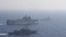 Greek and French vessels sail in formation during a joint military exercise in the Mediterranean Sea, in this undated handout image obtained by Reuters on Aug. 13, 2020. 