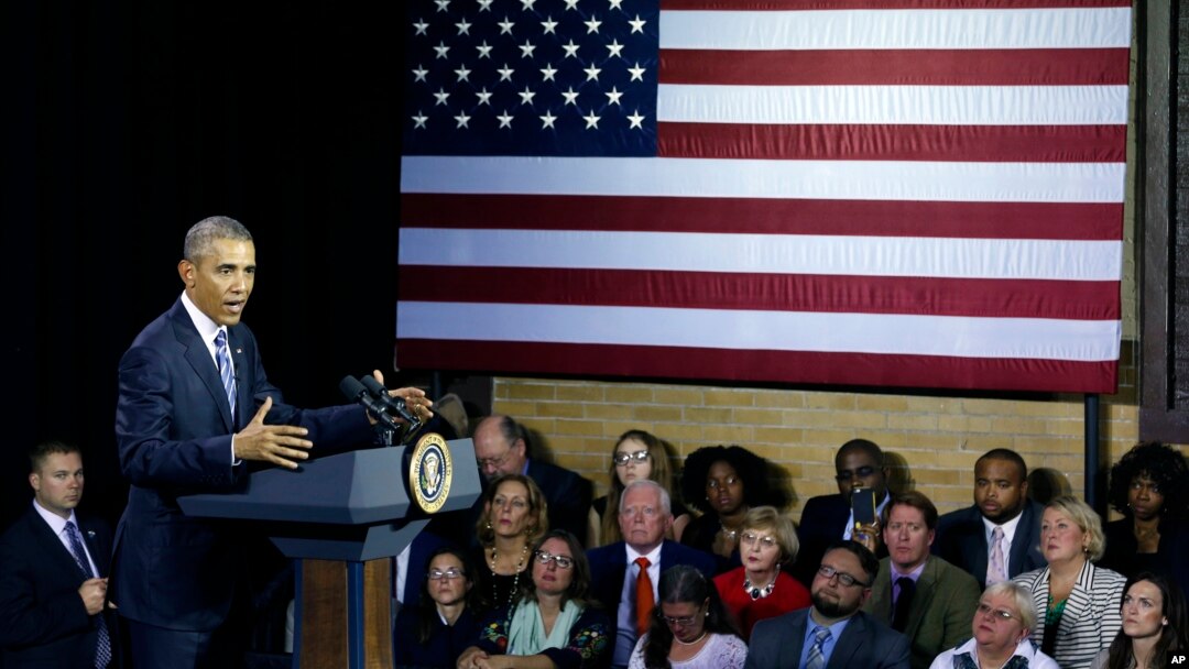  President Barack Obama speaks during an event at the East End Family Resource Center in Charleston, West Virginia, Oct. 21, 2015.