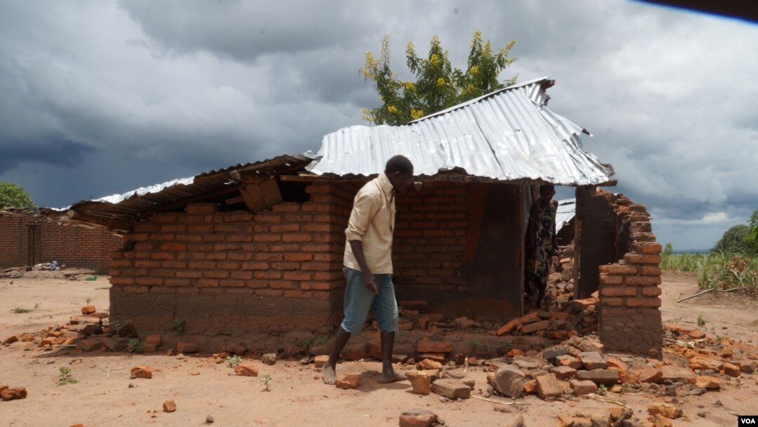 FILE - Angry villagers in Phalombe district destroyed this house in 2018 after accusing its owners of withholding rains through magic. The existence of vampires is another common superstition in Malawi. (Lameck Masina/VOA)