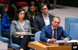 FILE—Gilad Erdan, Permanent Representative of Israel to the United Nations, addresses the Security Council at U.N. headquarters, March 25, 2024.