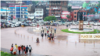 La place de l’Indépendance inondée par la pluie, à Bukavu, le 11 janvier 2020. (VOA/Ernest Muhero)