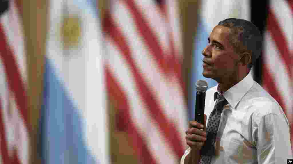 Le president Barack Obama &nbsp;lors d&#39;une conférence de presse, Buenos Aires, 23 mars 2016.