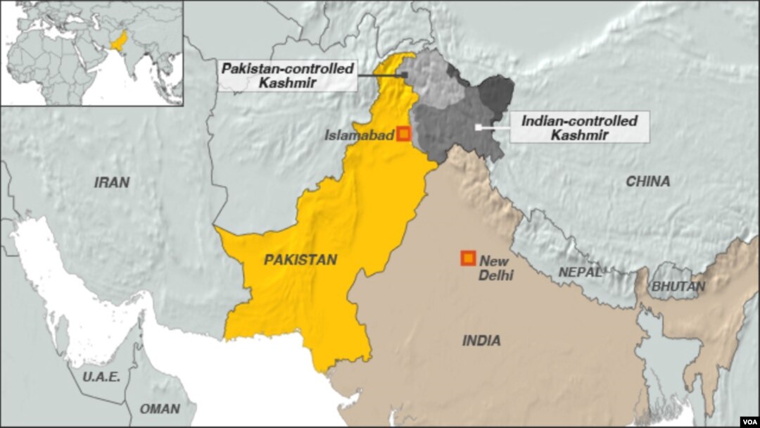 Peta wilayah Kashmir yang dikuasai India dan Pakistan (Foto: dok).