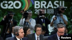 FILE—U.S. Secretary of State Antony Blinken and British Foreign Secretary David Cameron attend the G20 Foreign Ministers' Meeting at Marina da Gloria, in Rio de Janeiro, Brazil February 21, 2024.