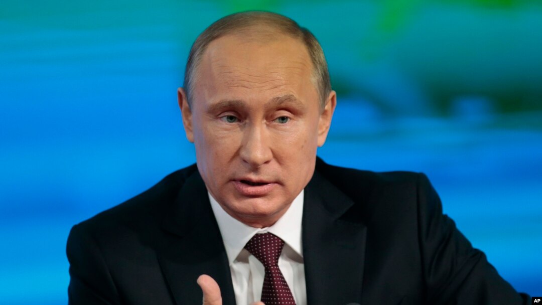 Presiden Rusia Vladimir Putin dalam konferensi pers tahunan di Moskow, Rusia (19/12).