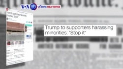 VOA60 Elections - CNN: President-elect Donald Trump said his supporters to stop the post-election harassment of minorities