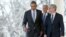 Federal appeals court judge Merrick Garland walks with President Barack Obama and Vice President Joe Biden from the Oval Office to the Rose Garden to be introduced as Obama’s nominee for the Supreme Court at the White House, in Washington on March 16, 2016. 