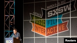 Bruce Springsteen delivers a keynote address at the South by Southwest (SXSW) Music Festival at the Austin Convention Center, Texas, March 15, 2012. 