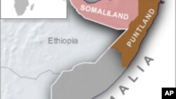 Peta wilayah Puntland di Somalia di mana terjadi serangan bom bunuh diri di kota Galkayo (foto: ilustrasi). 