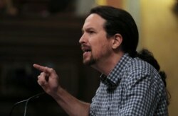 Unidas Podemos' (Together We Can) leader Pablo Iglesias speaks during the investiture debate at the Parliament in Madrid, Spain, July 22, 2019.