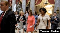 U.S. Speaker of the House Nancy Pelosi (D-CA) walks through Statuary Hall after leaving the U.S. House of Representatives Chamber at the U.S. Capitol in Washington
