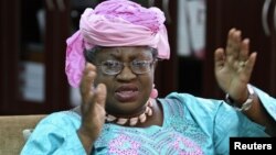 Nigeria's Finance Minister Ngozi Okonjo-Iweala speaks during an interview with Reuters in her office in Abuja, August 24, 2012. 