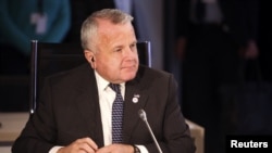 FILE - Then-U.S. Deputy State Secretary John J. Sullivan attends the round table during the G-7 Foreign Ministers meeting in Dinard, France, Apr. 5, 2019.