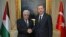 Turkey's Prime Minister Recep Tayyip Erdogan (r) and Palestinian President Mahmoud Abbas in Ankara, Turkey, April 22, 2013. 
