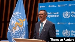 FILE PHOTO: Ghebreyesus, WHO director general attends virtual 73rd World Health Assembly in Geneva