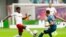 Nordi Mukiele de Leipzig, à gauche, et Niko Giesselmann de Fortuna Duesseldorf, lors d'un match de Bundesliga, Allemagne, le 2 septembre 2018