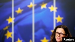 Komisaris Perdagangan Eropa, Cecilia Malmstrom di markas Komisi Eropa, Brussels, Belgia, 15 Januari 2018. (Foto: dok).