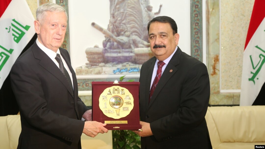 AQSh va Iroq mudofaa vazirlari - Jim Mattis va Irfan al-Hiyaliy, 20-fevral, 2017