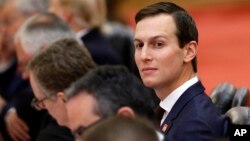 FILE - White House Senior adviser Jared Kushner attends a bilateral meeting held by U.S. President Donald Trump and China's President Xi Jinping at the Great Hall of the People in Beijing, Nov. 9, 2017. 