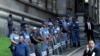 Police secure the entrance to the High Court in Durban South Africa, April 6, 2018. 