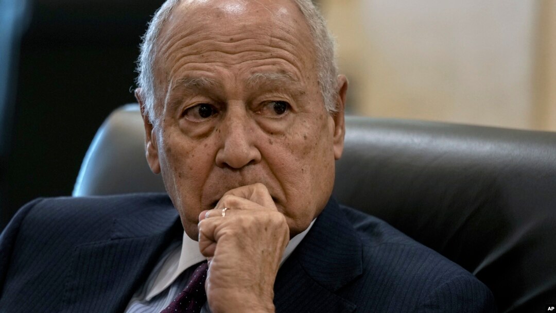 FILE - Arab League Secretary-General Ahmed Aboul Gheit, meets with Lebanese caretaker Prime Minister Najib Mikati, not in picture, in Beirut, Jan. 13, 2025. 