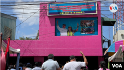 Fachada del edificio donde antes operaba el Canal 100% Noticias en Managua, Nicaragua, y fue ocupado por el gobierno de Daniel Ortega tras apresar a sus directores. Foto archivo, Houston Castillo, VOA.