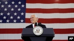 Vice President Mike Pence speaks at the Wylam Center of Flagship East, in Anderson, Indiana, Sept. 22, 2017.