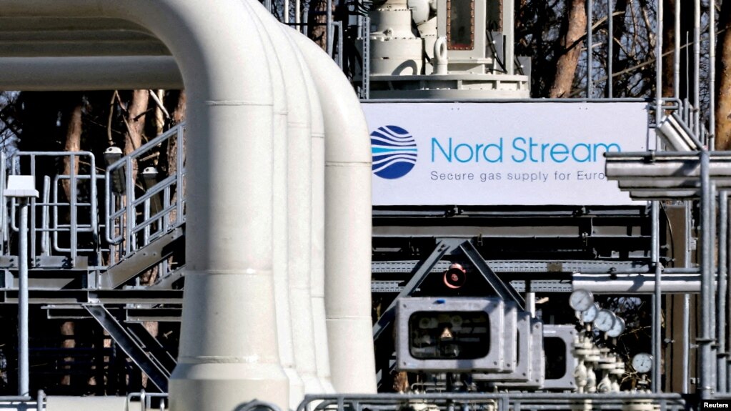 FILE PHOTO: Pipes at the landfall facilities of the Nord Stream 1 gas pipeline in Lubmin, Germany