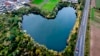 A lake in the shape of a heart is visible in Rodgau, near Frankfurt, Germany, Oct. 12, 2024. 