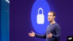 FILE- Facebook CEO Mark Zuckerberg is seen during a keynote speech in San Jose, California.