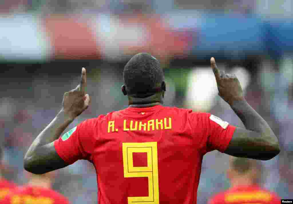 Romelu Lukaku marqué deux but contre le Panama pour la Belgique, à Sochi, en Russie, le 18 juin 2018.