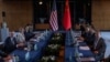 Chinese Foreign Minister Wang Yi, far right, and White House National Security Adviser Jake Sullivan, far left, pose for a photo before talks at Yanqi Lake in Beijing, China, on Aug. 27, 2024.