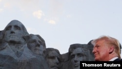 President Donald Trump visits Mount Rushmore National Monument on July 3, 2020, in Keystone, S.D. 