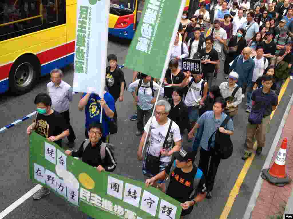 香港民阵发起反释法大游行(美国之音海彦拍摄)