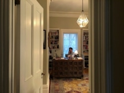 Canada’s Prime Minister Justin Trudeau works from his home office at Rideau Cottage in Ottawa, March 13, 2020, during his self-quarantine. (Prime Minister’s Office via Reuters)